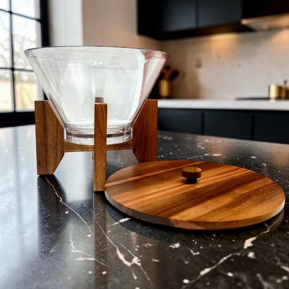 Ensaladera Acrílica Home Elegance Con Tapa 27 cm - Base De Madera - Home Elegance - Titan.com.pa - 2100001972363
