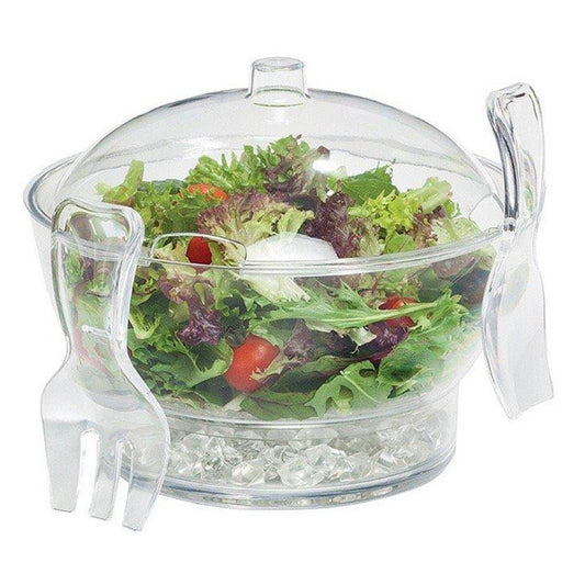 Ensaladera Kennedy Con Tapa y Utensilios Acrílico