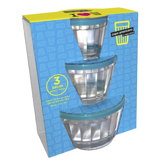 Envase de Vidrio Nadir Americano Con Tapa de 3 Piezas