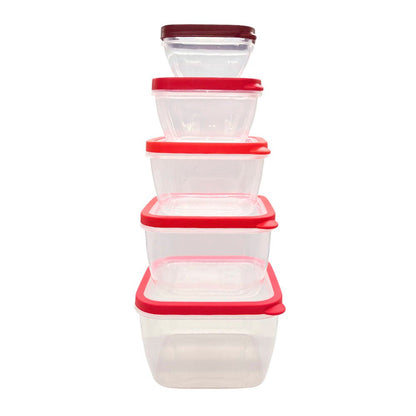 Envase Plástico Cuadrado Set 5 Piezas - Rojo - Diamond Home - Titan.com.pa - 888888108373