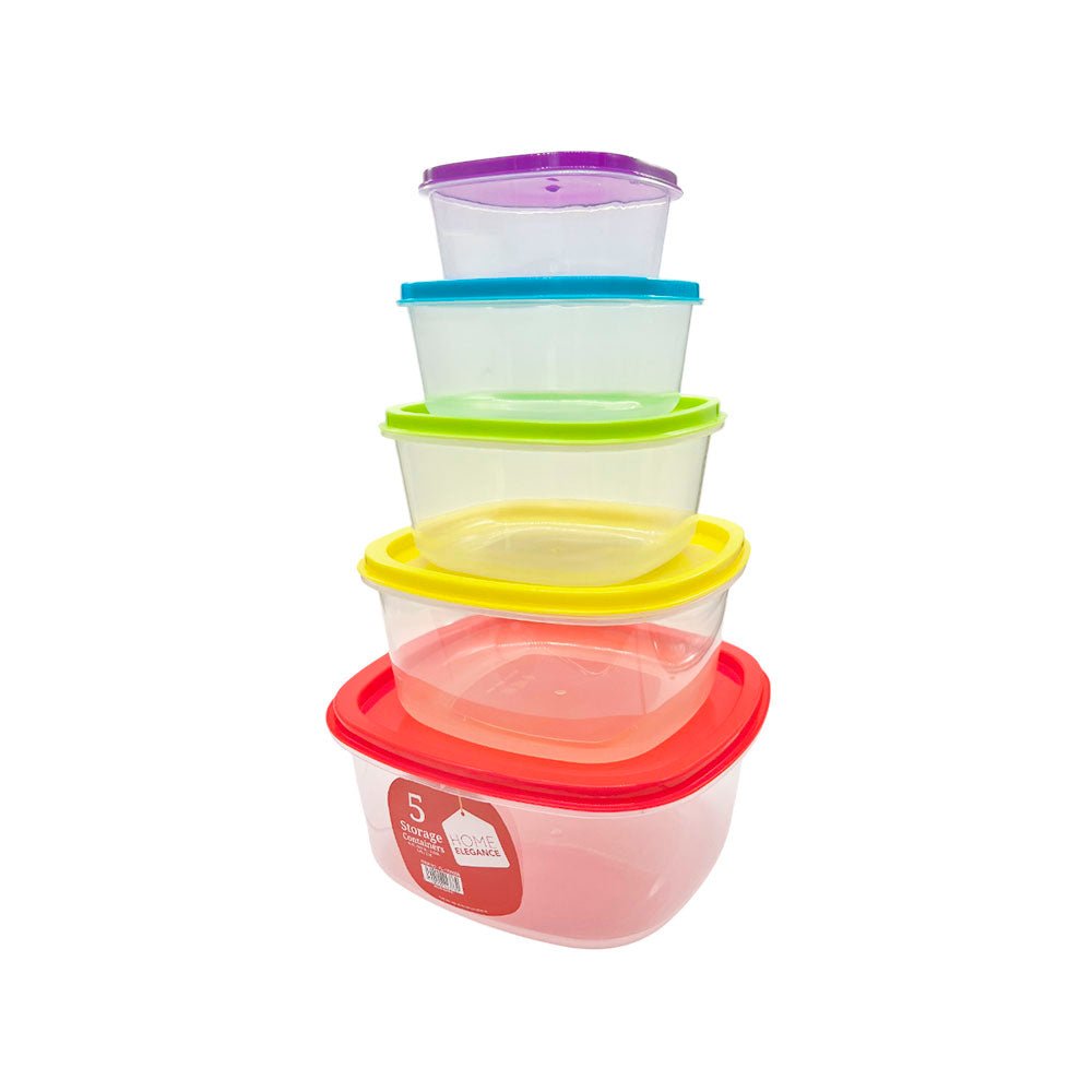 Envases Plástico Home Elegance / Set 5 Piezas / Cuadrado - Home Elegance - Titan.com.pa - 2100000443789
