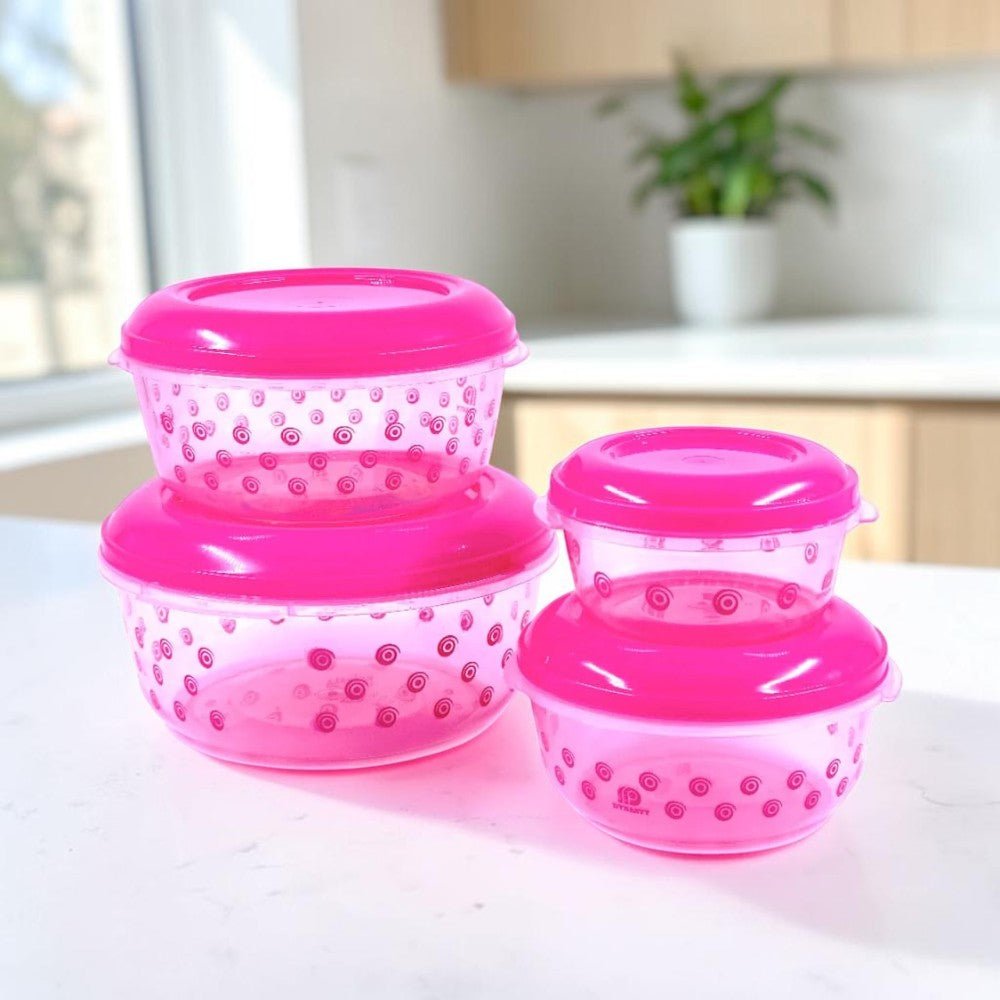 Envases Plásticos Dynasty con Tapa / 4 Piezas / Rosado Surtido - Dynasty - Titan.com.pa - 2100000358472
