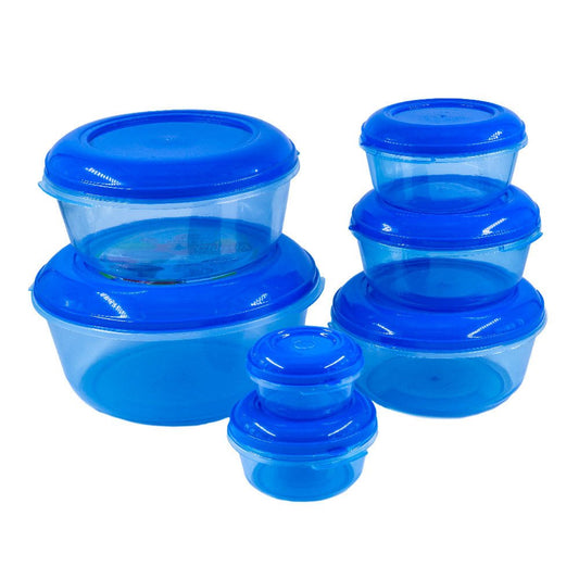 Envases Plástico Con Tapa 7 Piezas Azul - Surtido