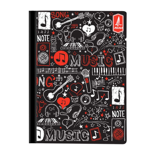 Cuaderno Cosido Mediano Raya Ancha Black & Red de 200 Páginas