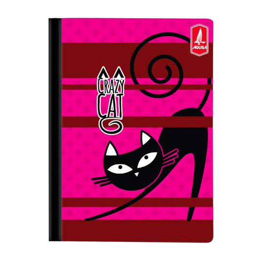 Cuaderno Cosido Mediano Doble Raya Crazy Cat de 200 Páginas