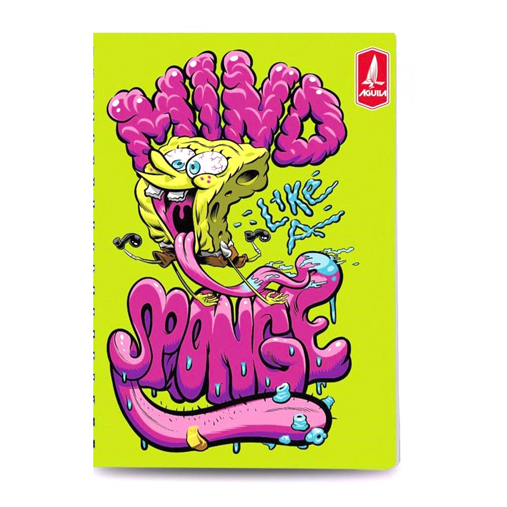 Cuaderno Cosido Mediano Raya Ancha Águila Bob Esponja de 200 Páginas