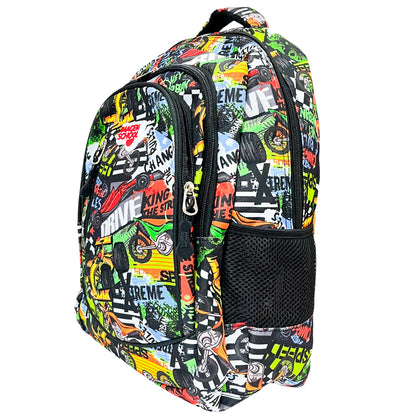 Mochila Escolar 17" Imagen School / Estampado Motociclista / Niño / Surtido