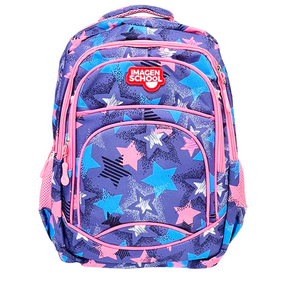 Mochila Escolar 17" Imagen School / Estampado Estrellado / Niña / Surtido