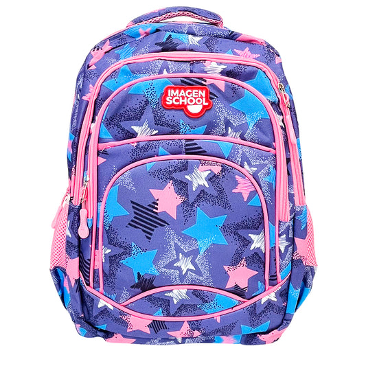 Mochila Escolar 17" Imagen School / Estampado Estrellado / Niña / Surtido