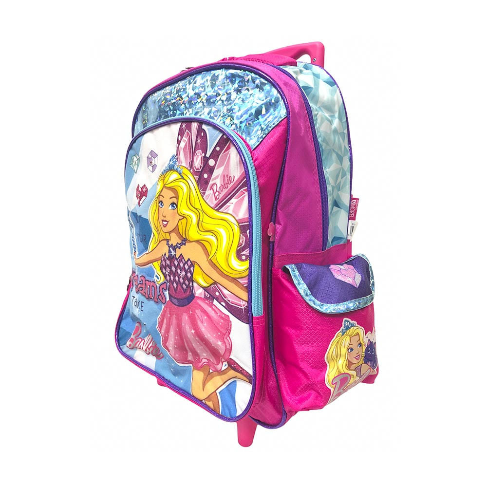 Mochila Barbie Hadas Con Ruedas de 17"