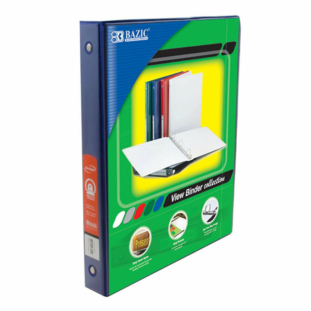 Carpeta Bazic Azul de 3 Anillos con Bolsillo