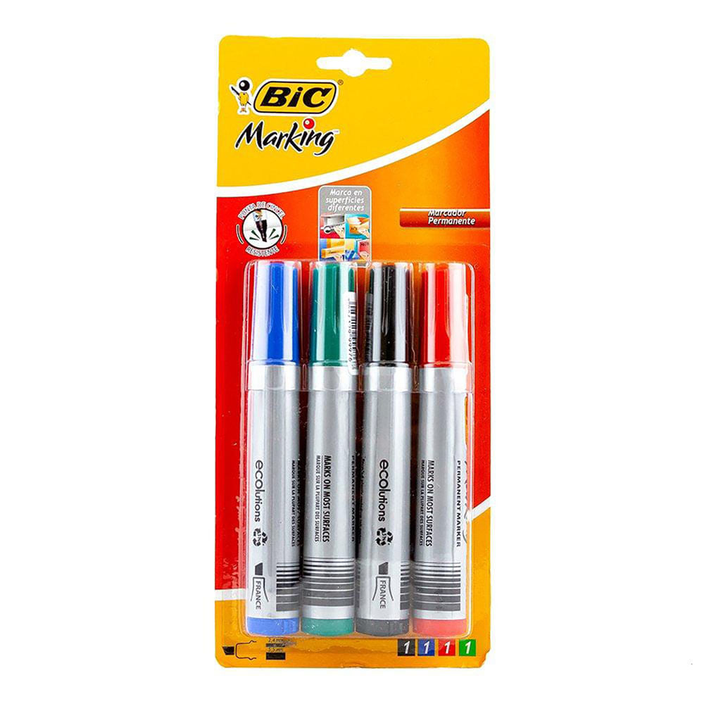 Marcadores Permanente Bic de 4 Piezas - Surtido