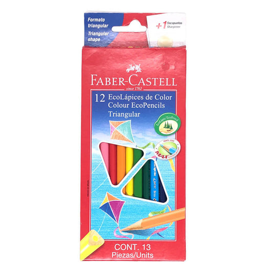 Lápices de Colores Faber Castell Triangular y Sacapuntas de 12 Colores