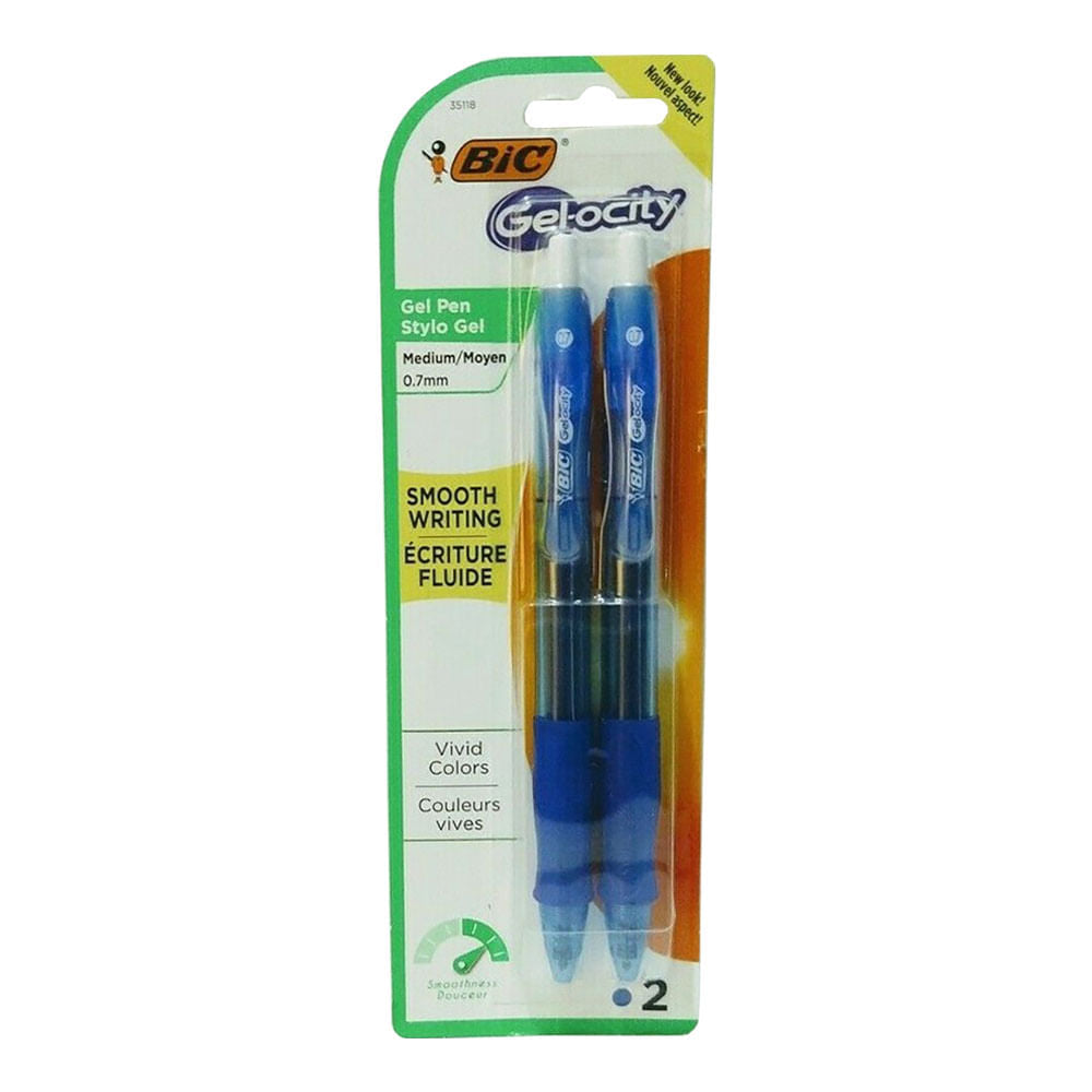 Bolígrafos Bic Gel-Ocity 0.7 mm Azul de 2 Piezas