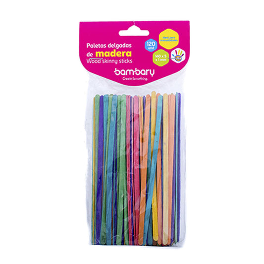 Palitos de Paleta Bambary de Colores 120 Piezas