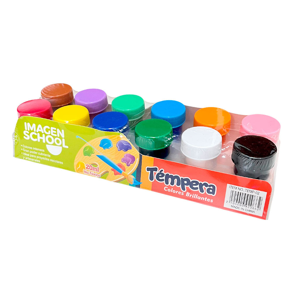Tempera Imagen School de 12 Colores Brillantes