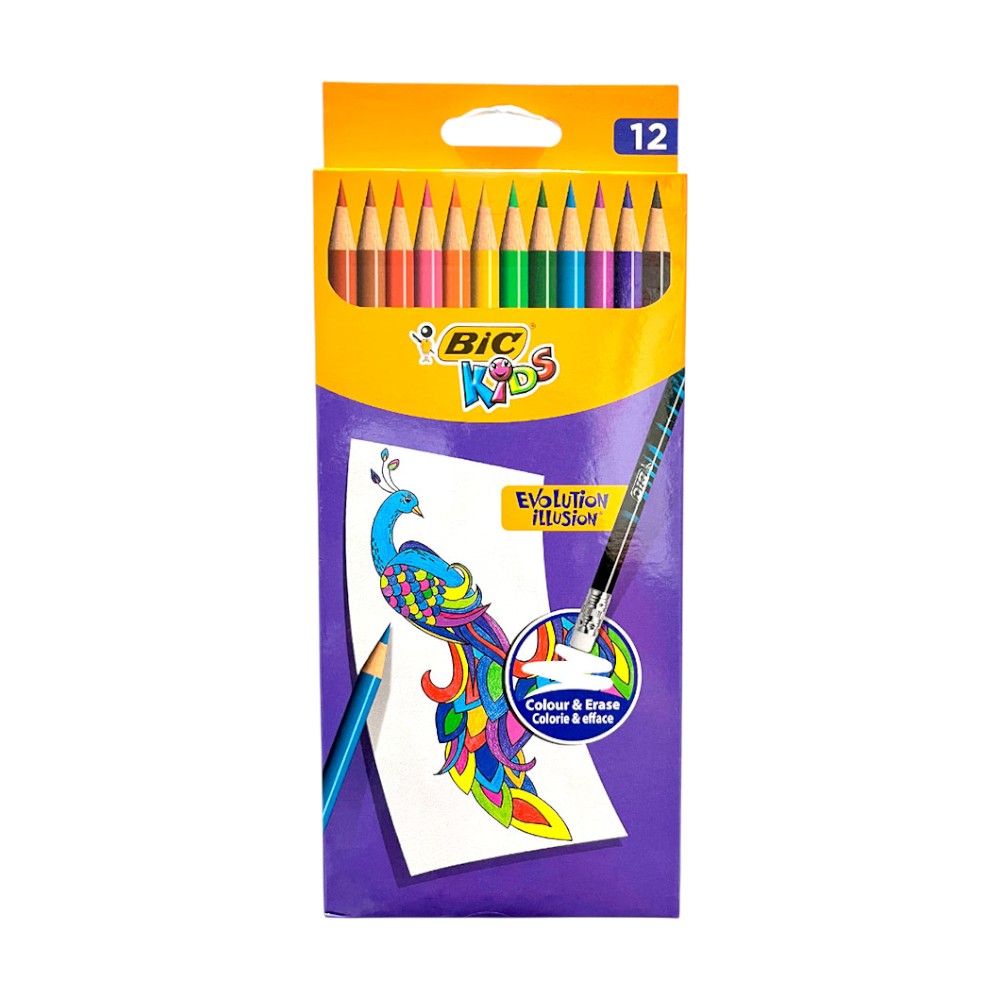 Lápices de Colores Bic Evolution / 12 Unidades / Borrables