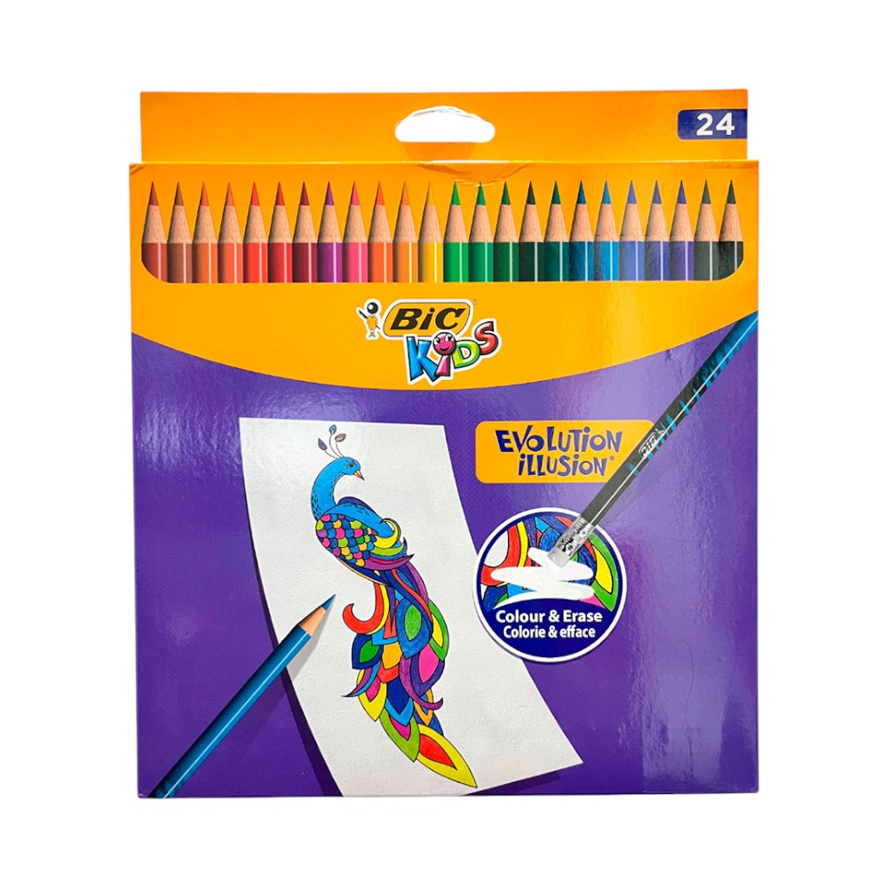 Lápices de Colores Bic Evolution / 24 Unidades / Borrables