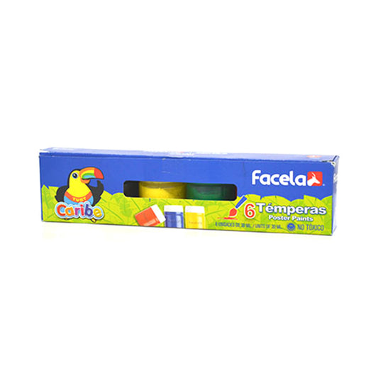 Tempera Facela Caribe 6 Colores