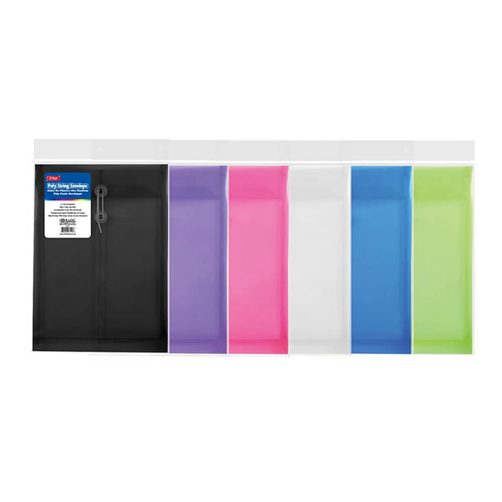 Sobre Tamaño Carta Bazic Plástico Con Cierre de Hilo 2 Piezas - Surtido