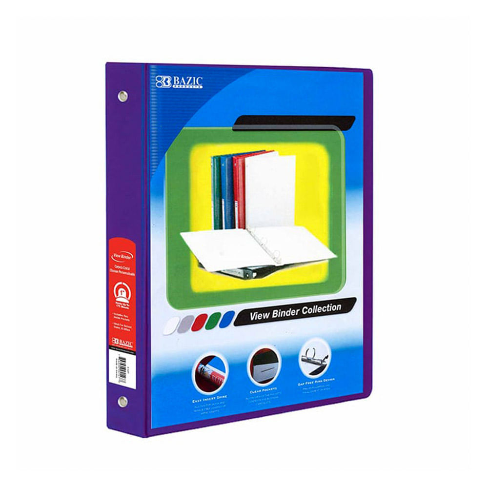 Portafolio de 3 Aros Bazic Con 2 Bolsillo de 1"