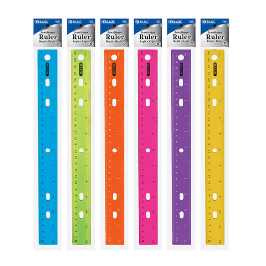 Regla Bazic Plástica Jeweltones de 30 cm - Surtido