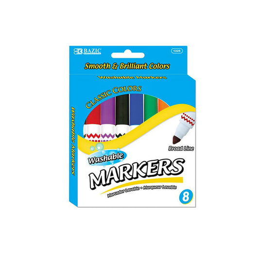 Marcadores Jumbo Lavables Bazic 8 Colores