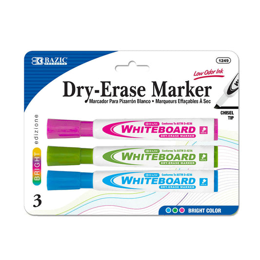 Marcadores Para Tablero Bazic Dry Erase 3 Piezas - Surtido