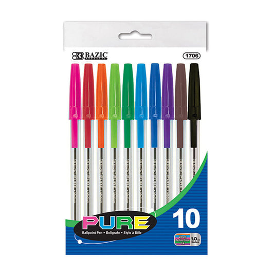Bolígrafos Bazic Pure de 10 Piezas - Surtido