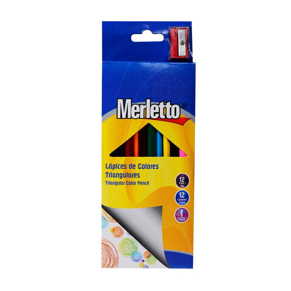 Lápices de Colores Triangular Merletto de 12 Colores