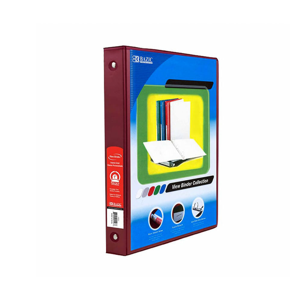 Portafolio de 3 Aros Bazic Con 2 Bolsillo de 1"