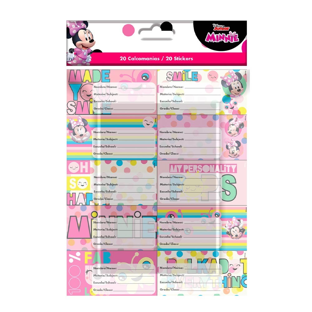 Etiquetas Escolares Minnie de 20 Piezas