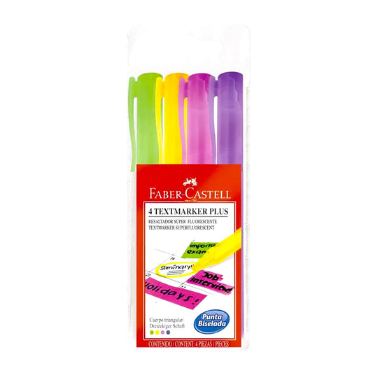 Resaltador Textmarker Plus Faber Castell Estuche de 4