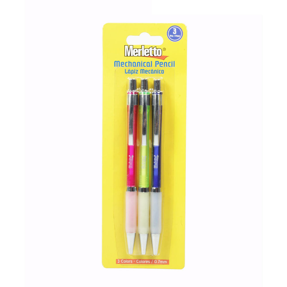 Lápiz Mecánico Merletto de 0.7 mm 3 Piezas - Surtido