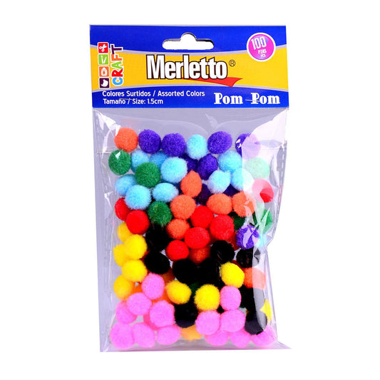 Pom Pom Merletto 100 Piezas 1.5 cm - Surtido