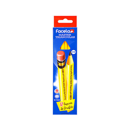 Lapíz Grafito Facela Master Triangular de 12 Piezas