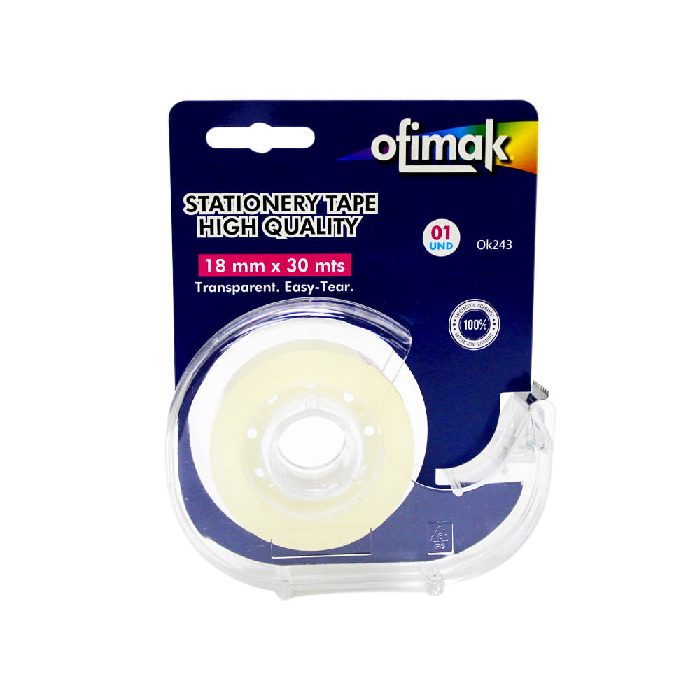 Cinta Adhesiva Ofimak Con Dispensador de 18 mm x 30 mts