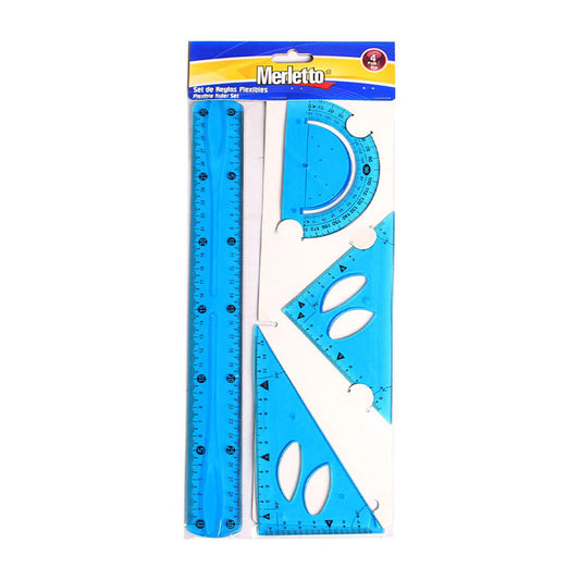 Regla Flexible Merletto de 30 cm de 4 Piezas - Surtido