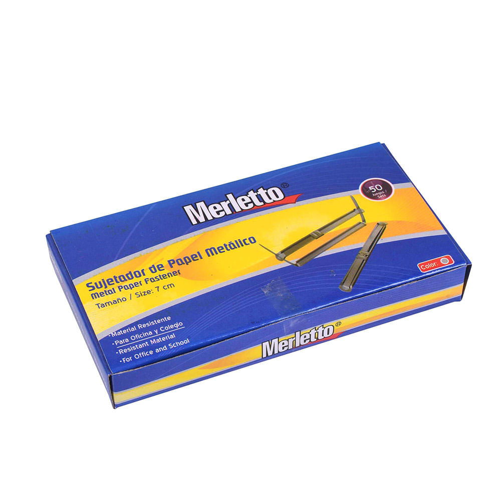 Gancho Para Folder Merletto Metal 7 cm de 50 Piezas