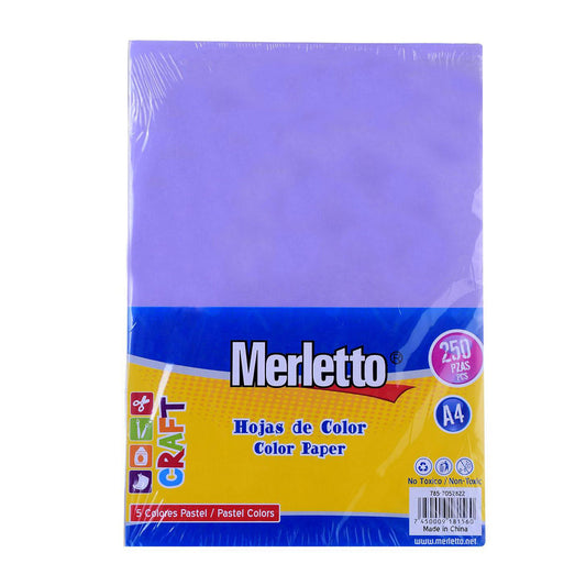 Hojas de Colores Pasteles A4 Merletto de 250 Hojas