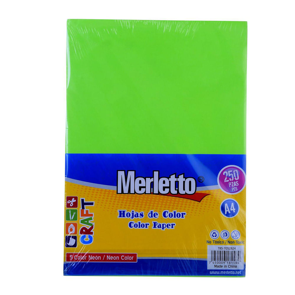 Hojas de Colores Neón A4 Merletto de 250 Hojas
