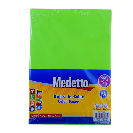 Hojas de Colores Neón A4 Merletto de 250 Hojas