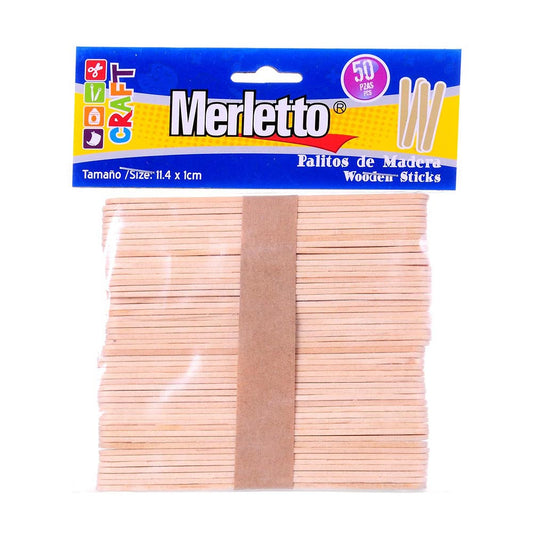 Palitos de Paletas Merletto Natural 50 Piezas