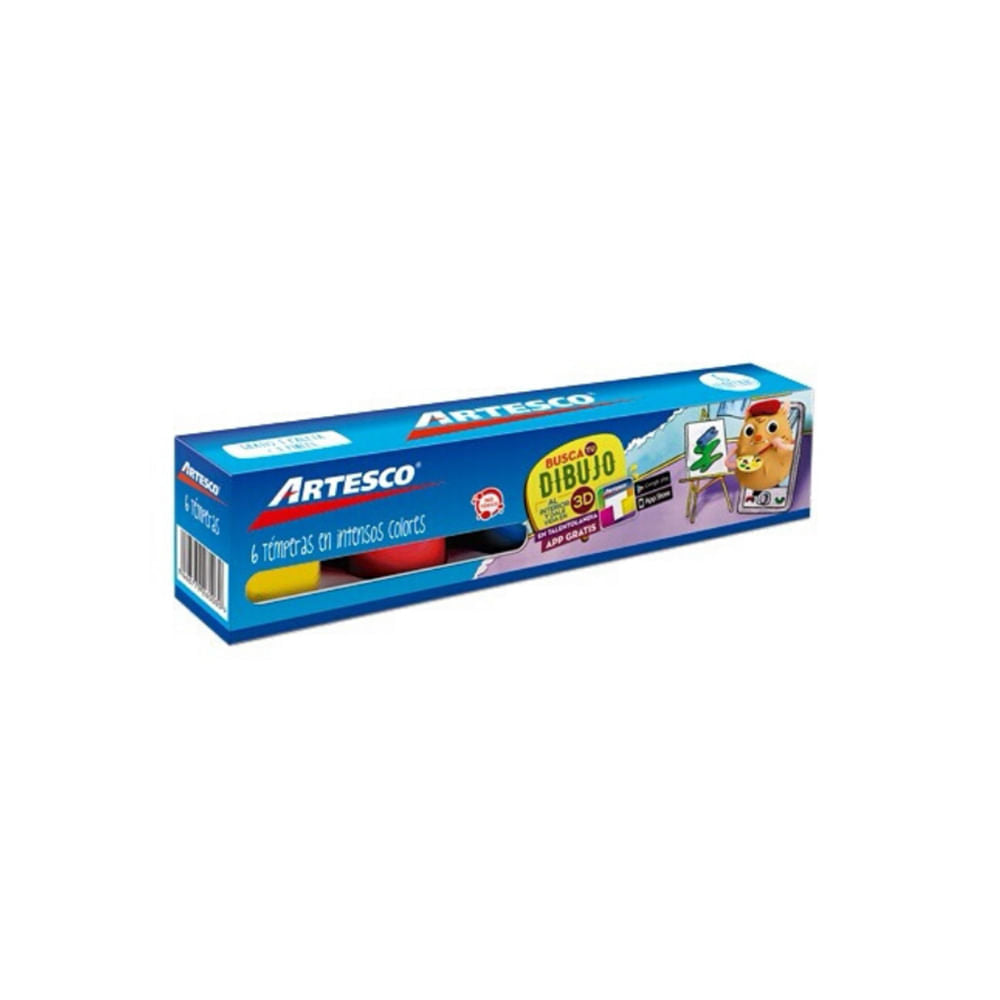 Tempera Artesco Con Pincel 20 ml - 6 Colores
