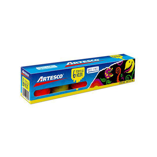 Tempera Artesco Neón Con Pincel 20 ml - 6 Colores