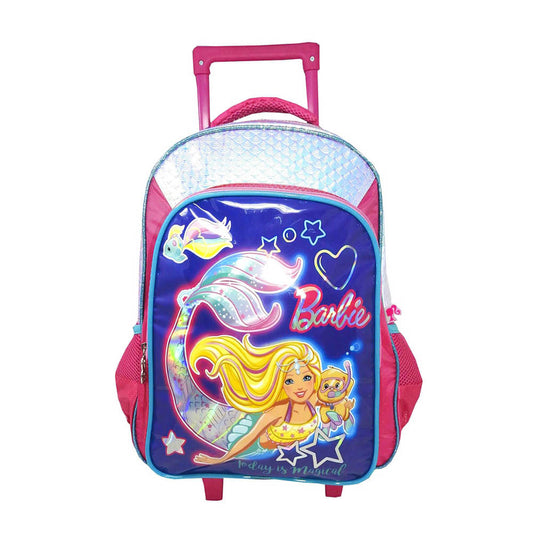 Mochila Barbie Sirena Con Ruedas de 17"