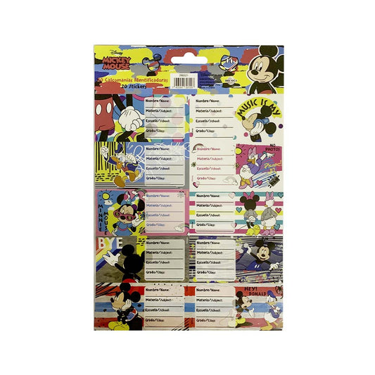 Etiquetas Escolares Mickey de 20 Piezas