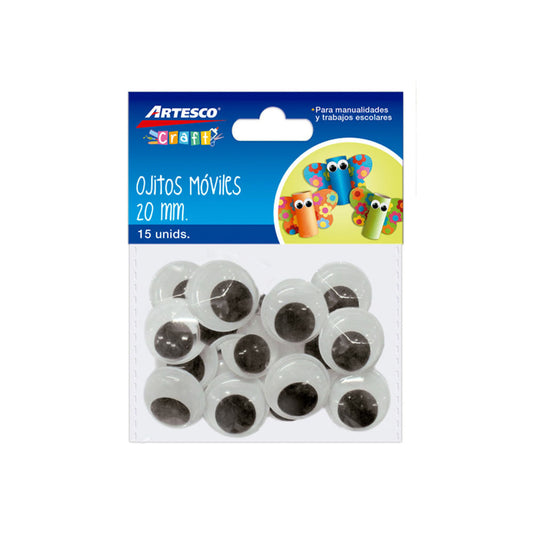 Ojos Moviles Artesco de 20 mm 15 Piezas