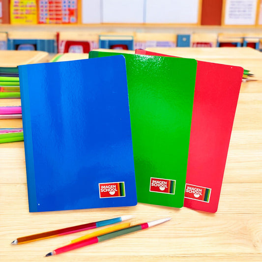 Set de 3 Cuaderno Cosido Pequeño Imagen School / Raya Ancha / 200 Páginas / Liso
