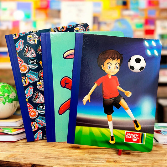Set de 3 Cuaderno Cosido Pequeño Imagen School / 200 Páginas / Raya Ancha / Boys